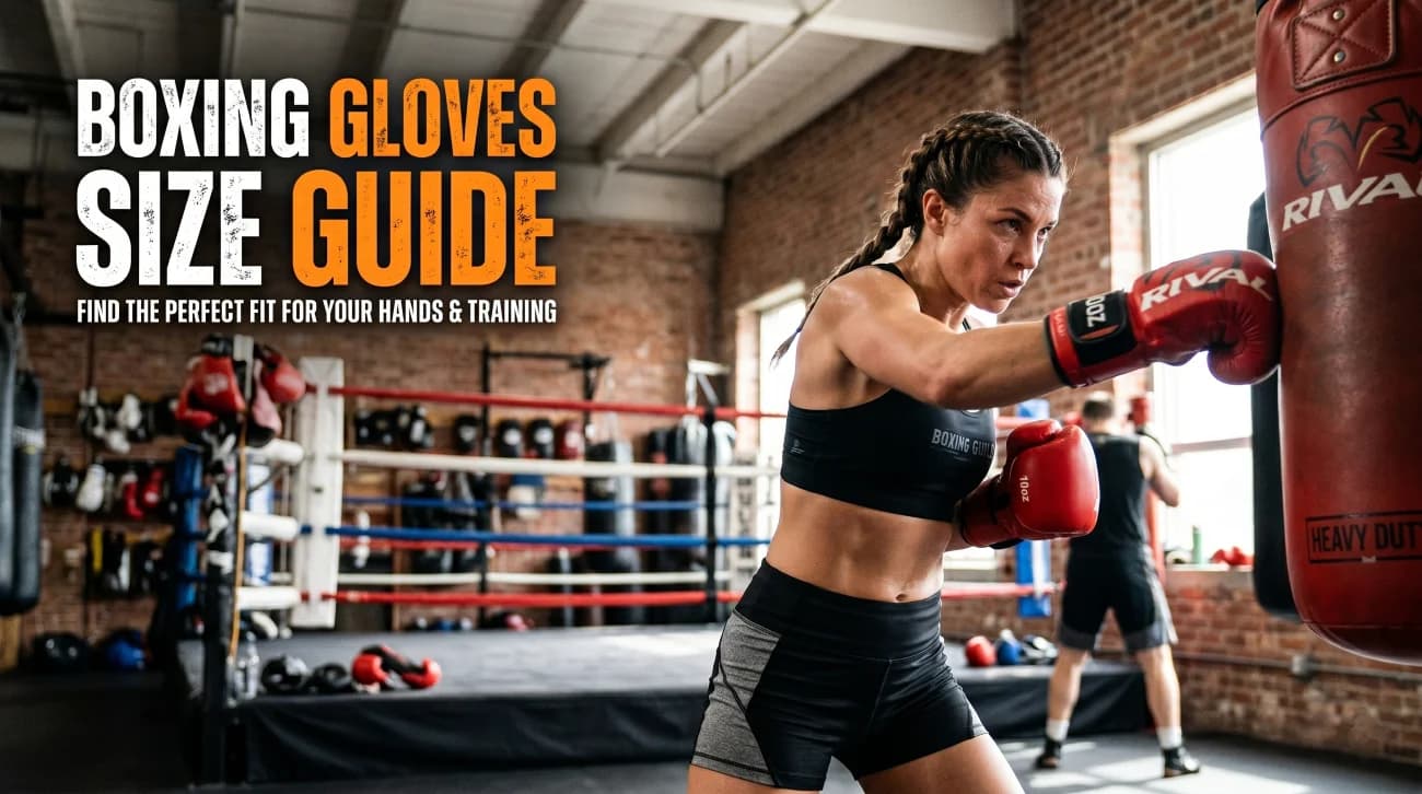 Different boxing glove sizes including 10 oz, 12 oz, 14 oz, and 16 oz gloves for training and sparring.