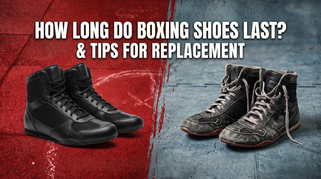 Old and new boxing shoes placed together.